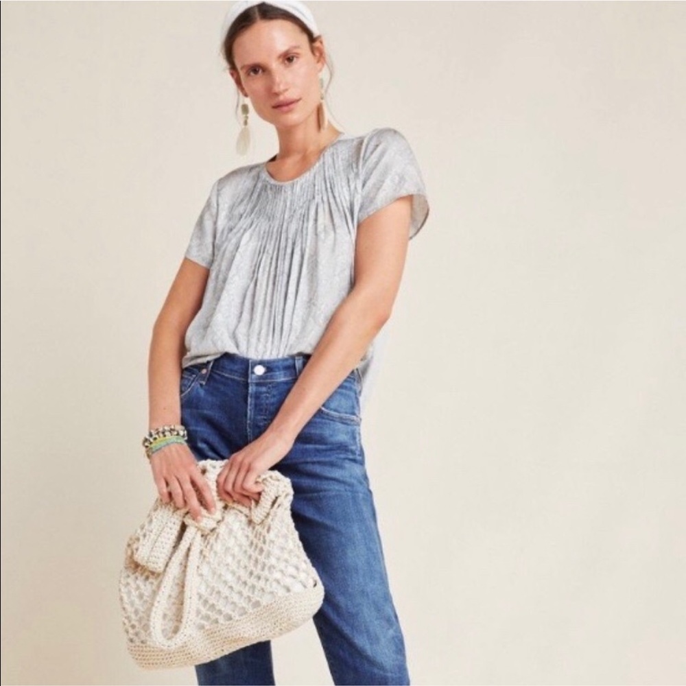 Anthropologie Dolan Pilar pleated top grey mint